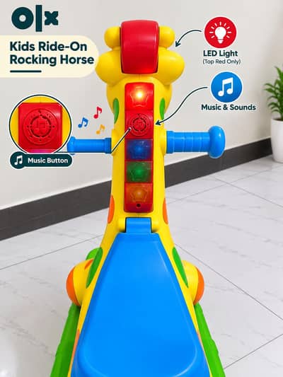 2 in 1 Baby Rocking Horse & Ride-On Scoot Giraffe Toy - Used
