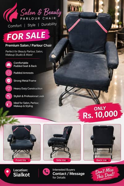Salon Parlour Chair | Beauty Parlour Chair | Heavy Metal Frame