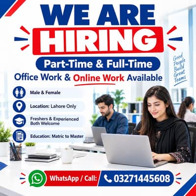 WE ARE HIRING MALE AND FEEMALE FOR PART TIME FULL TIME JOB