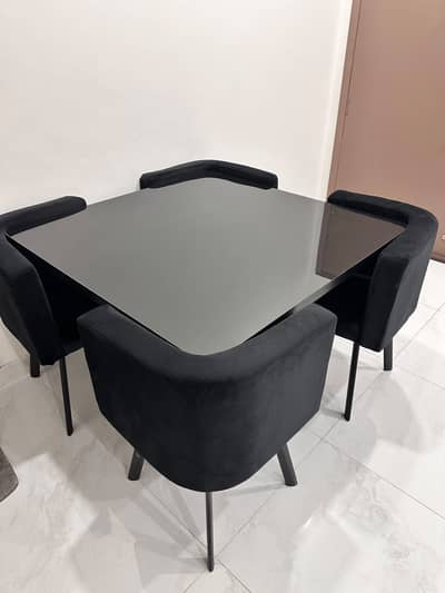Modern 4-Seater Dining Table Set with 4 Chairs