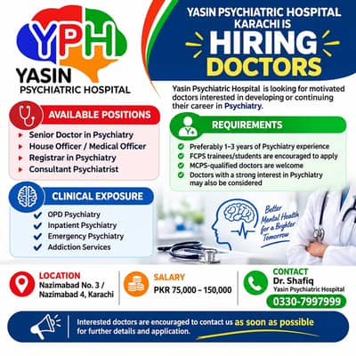 Psychiatrist Doctor / Medical Officer Jobs – Nazimabad Karachi |