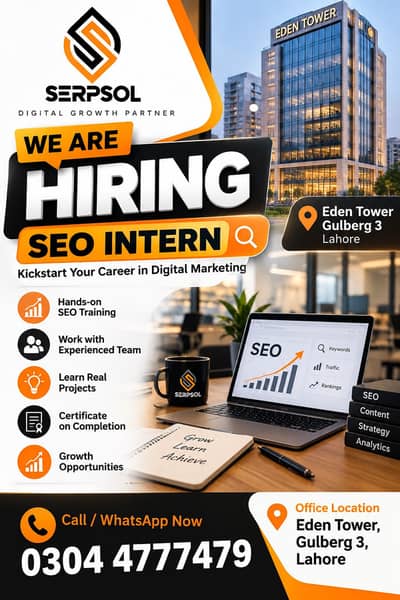 SEO Intern Required – SERPSOL | Eden Tower, Gulberg 3