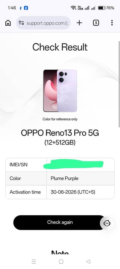 OPPO Reno 13 por 5g 12 512