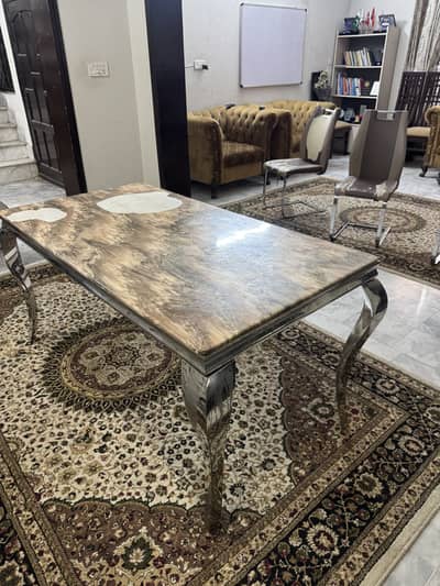 6 seater dining table Marble top for sale