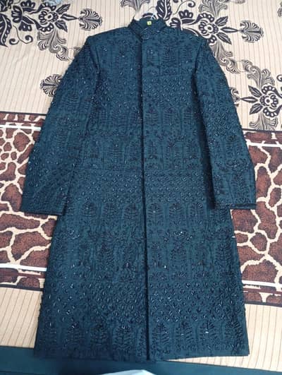 Emborded black sherwani