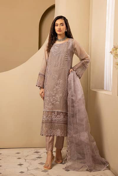 khadi new fancy embroided organza 3pc suit-light mauve