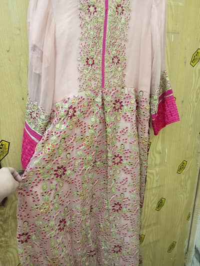 fancy pink with meroon velvet back| fancy dupatta| one time used