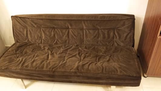 3 Seater Sofa Cum Bed, Brown, Washable Cover.