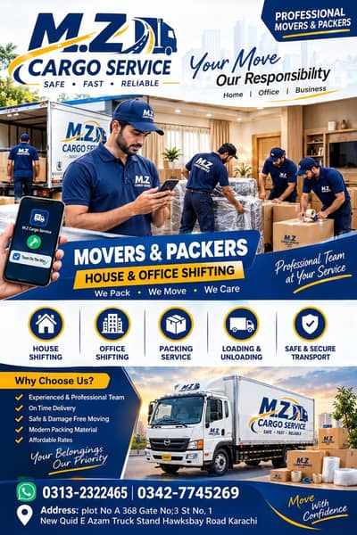 Mover & Packer - House Shifting - Cargo service - Goods Tranportation