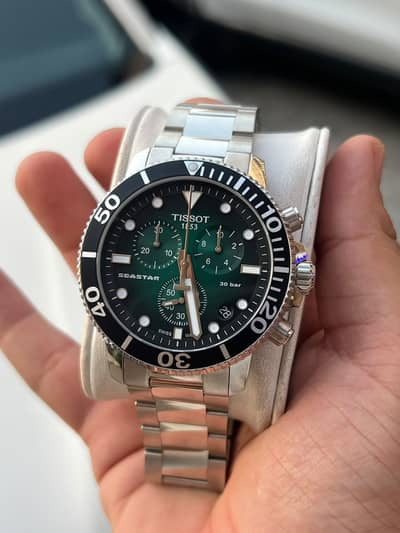 Tissot Seastar 100 Silver Stainless Steel Graded Green Dial watch