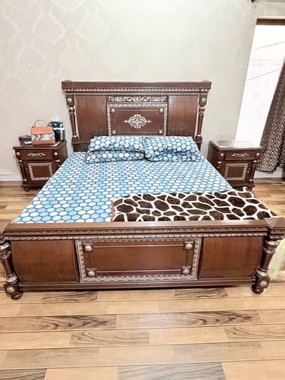 Bumper offer urgently sale Bed with sofa and side tables