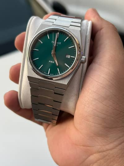 Tissot PRX Silver Stainless Steel Green Dial Quartz Unisex Watch