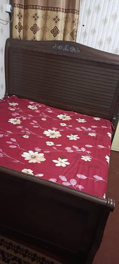 bed, mattress, side tables, dressing, almari