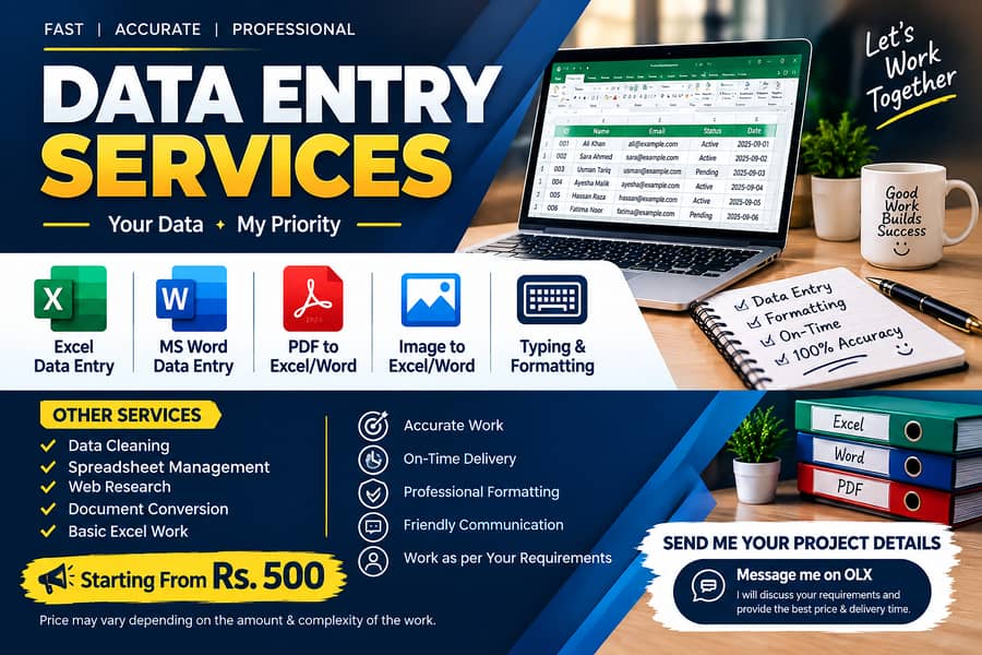 Professional Data Entry Services | Excel, Word & PDF 1