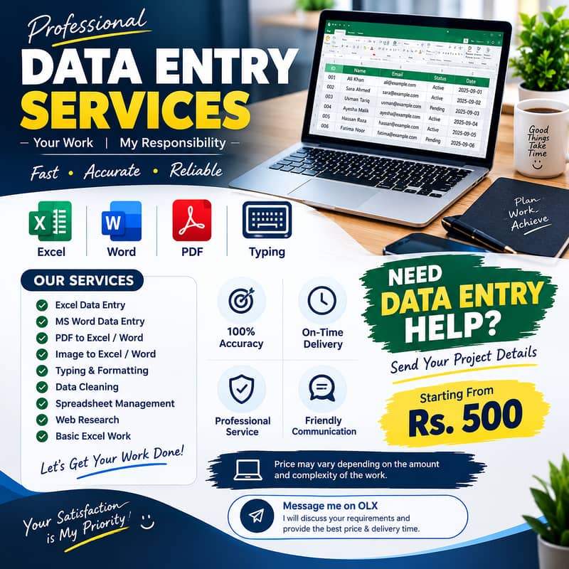 Professional Data Entry Services | Excel, Word & PDF 2