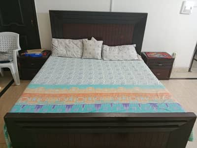 Double bed with side tables for sale