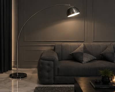 Luxury Arc Floor Lamp With Heavy Genuine Marble Base