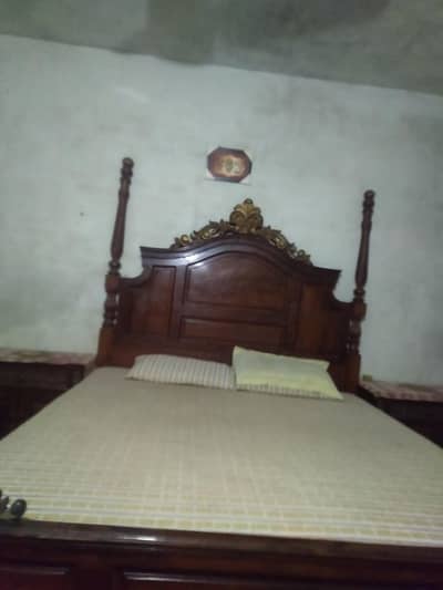 bed with side table