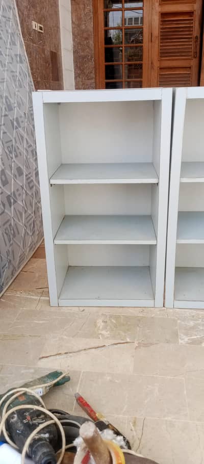 Pair of White Wooden Storage Racks / Bookshelves / Display Cabinets