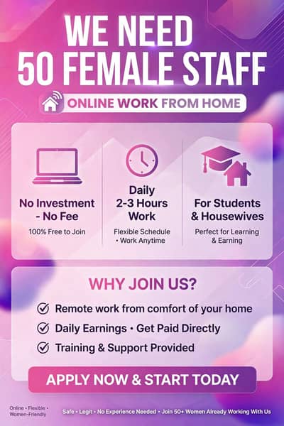need 50 people for online work from home