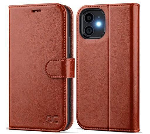 OCASE for iPhone 12/ iPhone 12 Pro Wallet Case, Card Holder, Brown | RFID Blocking, Kickstand, Magnetic Closure, PU Leather Flip Folio, Shockproof TPU Shell E r5812