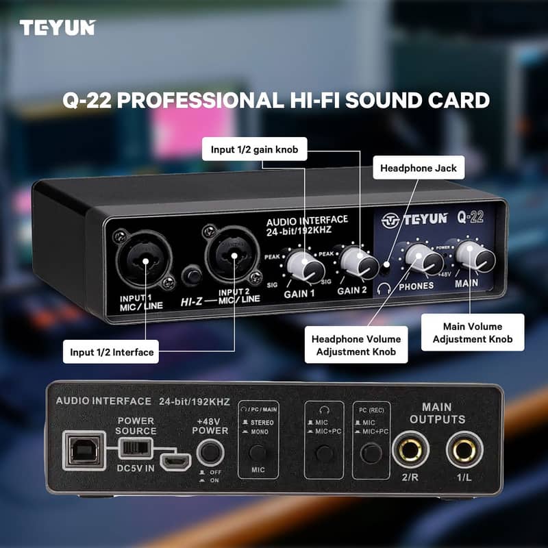 TEYUN Q24 External USB Audio Interface 2