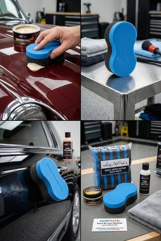 Premium Car Paint Wax & Polish Sponge Applicator Pad Blue (Pack of 10)