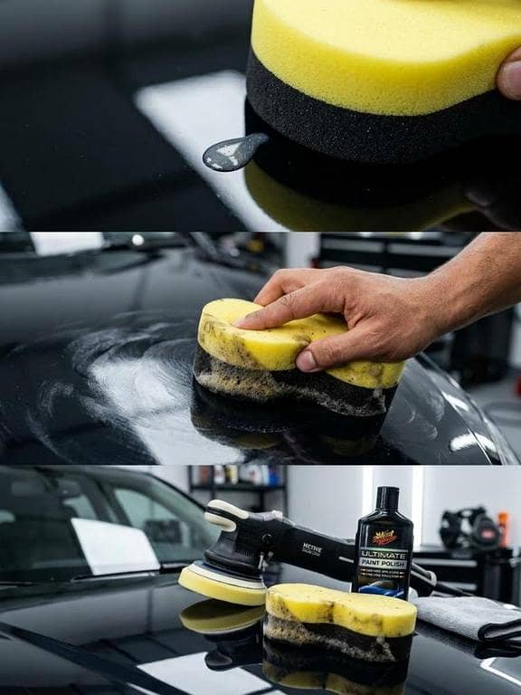 Premium Car Paint Wax & Polish Sponge Applicator Pad Yellow (Pack of 10)