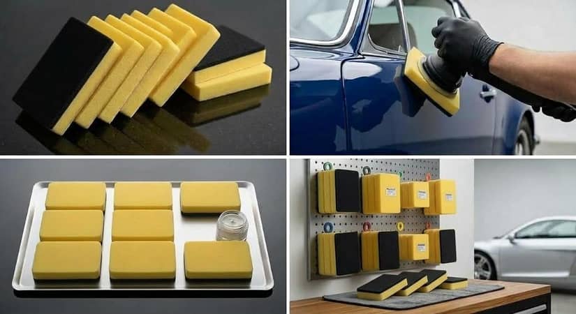 Premium car Detailing & Waxing Applicator Pad (Yellow) Pack of 10