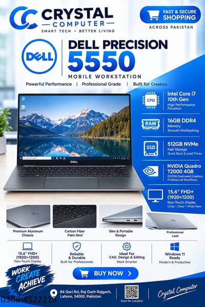  DELL PRECISION 5550 — POWERFUL WORKSTATION LAPTOP 