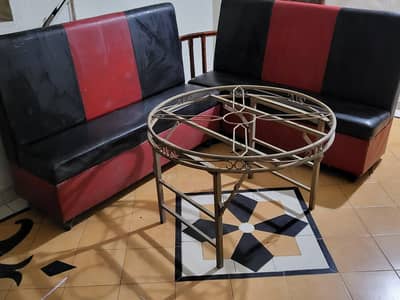 restaurant/juice corner sofa 3 seater with table