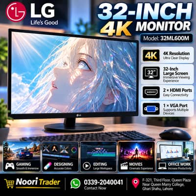 LG 32-Inch 4K Monitor– Premium Display, BIG SCREEN, BIG EXPERIENCE