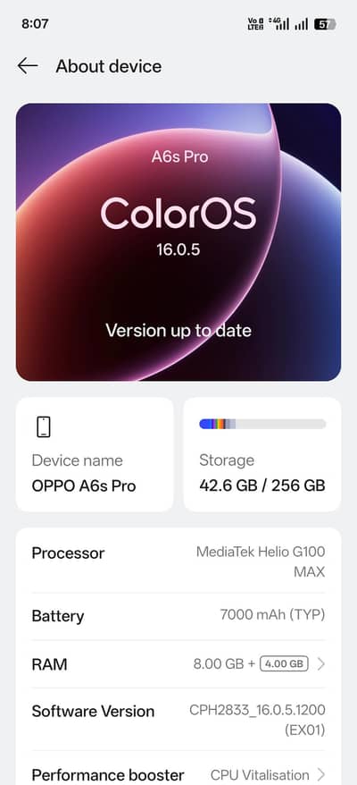 Oppo A6s Pro 8/256 - 4 Days Used - 10/10 With Bill Box Charger RYK