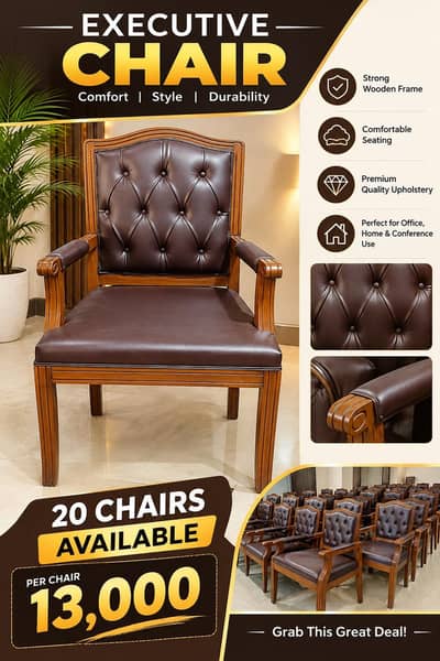 Premium Executive Wooden Chair with Tufted Upholstery