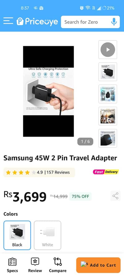 45 Watt PD adapter type c charger