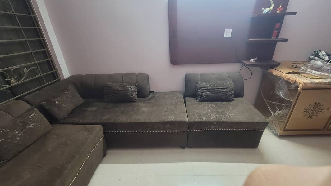 L shape sofa slightly used 1