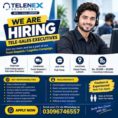 Call Center Jobs / Tele Sales Staff Required / Sales Jobs
