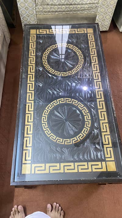 3 Piece Wooden Glass Table Set – 1 Center Table + 2 Side Tables