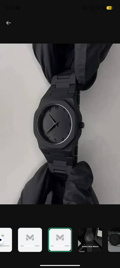 Black platunium Arabic aura watch for mens