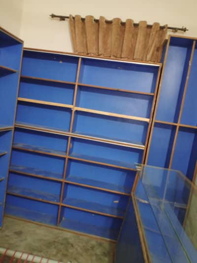 counter and racks shelves