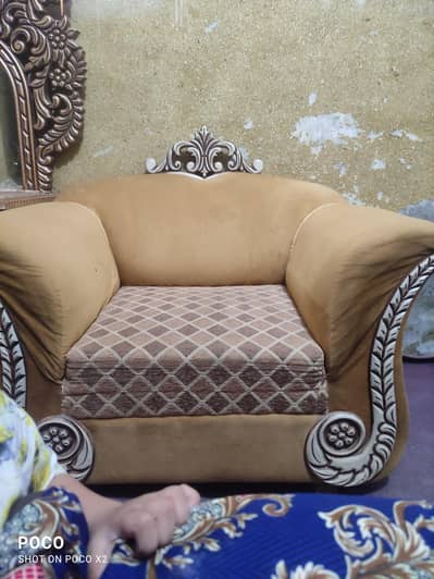 5 seater sofa and 2 small tabal 1 full size table