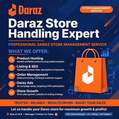 Daraz store handling-product hunting,listing,orders and ads expert