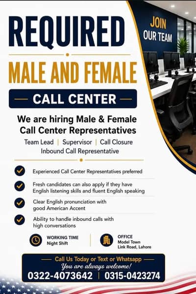 Job in lahore | Male and Female Required | Inbound Call Center Job