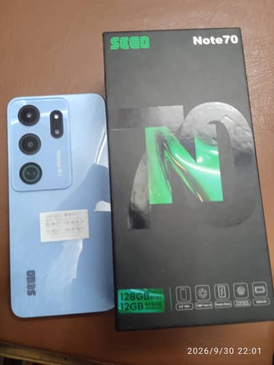 SEGO Note70 4+8= 12-128GB set box charger  with warranty