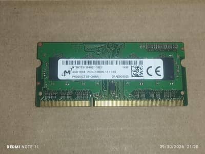 PC3-L DDR-3 8GB LAPTOP RAM FOR SALE