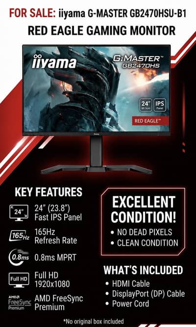 iiyama 1080p@165Hz Fast IPS Monitor G MASTER GB-2470HSU-B5