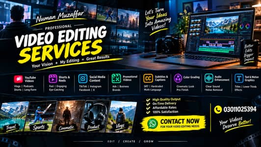 Professional Video Editing Services | YouTube, Reels & Shorts