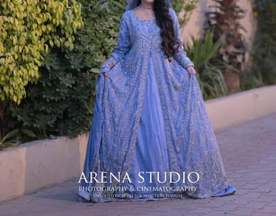 Ethereal Blue Embroidered Floor-Length Maxi Dress