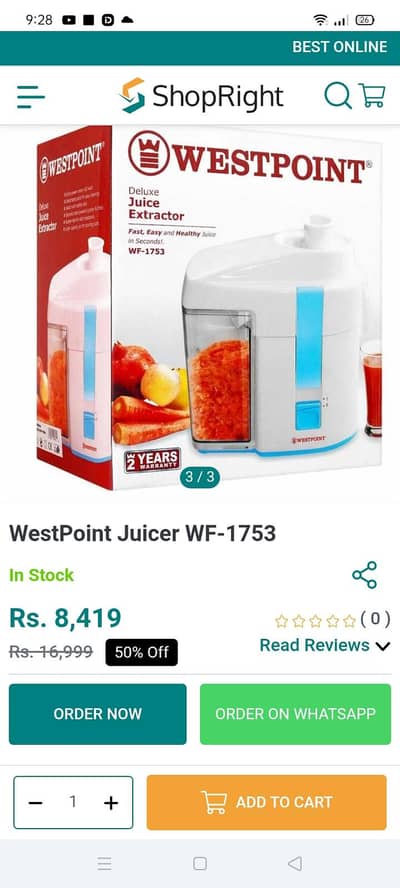 WF-1753 West point juicer