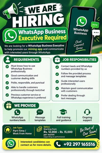 WhatsApp Business Executive Required
